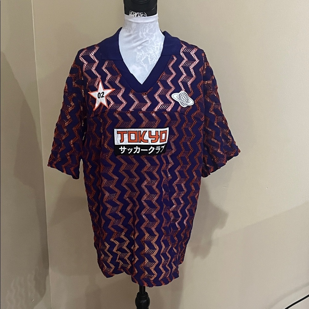 Tokyo Purple and Orange Zigzag Top size 2x